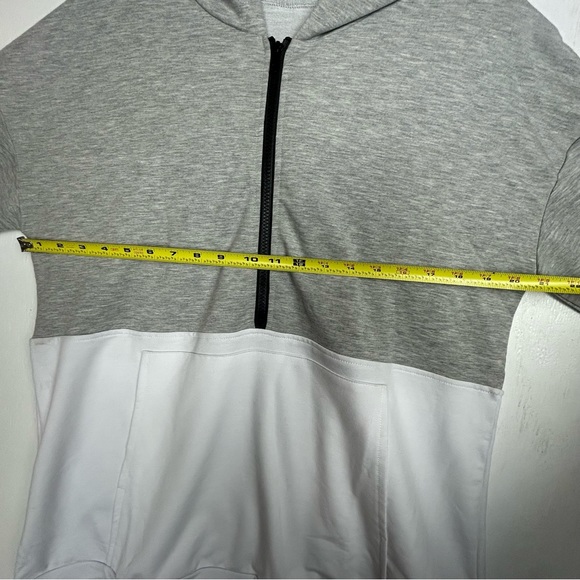 BRAND NEW Hooded pullover half zip Gray white size Large unisex long sleeve - Picture 12 of 14